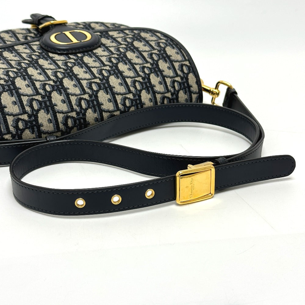 Dior CD カナージュ カロ チェーン ショルダーバッグ レザー レディース グレー