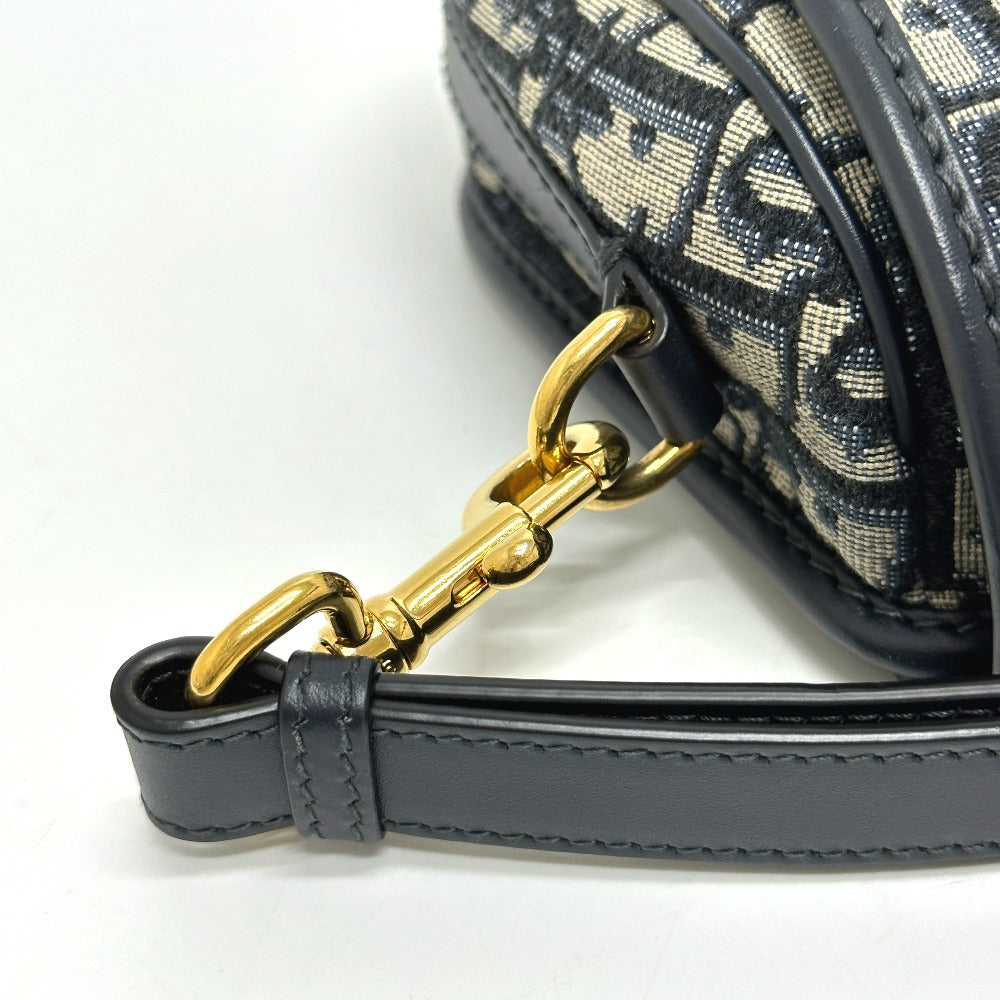 Dior CD カナージュ カロ チェーン ショルダーバッグ レザー レディース グレー