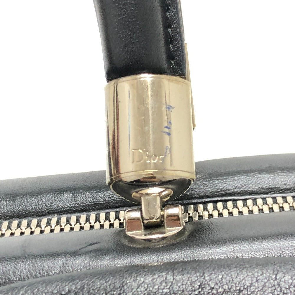 Dior カレーニナ CDロゴ カバン ロゴチャーム ギャザー ハンドバッグ レザー レディース ブラック