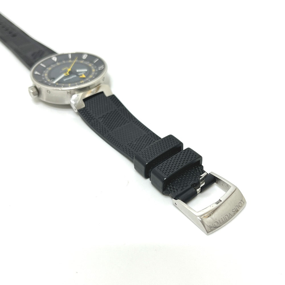 LOUIS VUITTON Q8D30 タンブール ムーン GMT 自動巻き 腕時計 SS メンズ シルバー