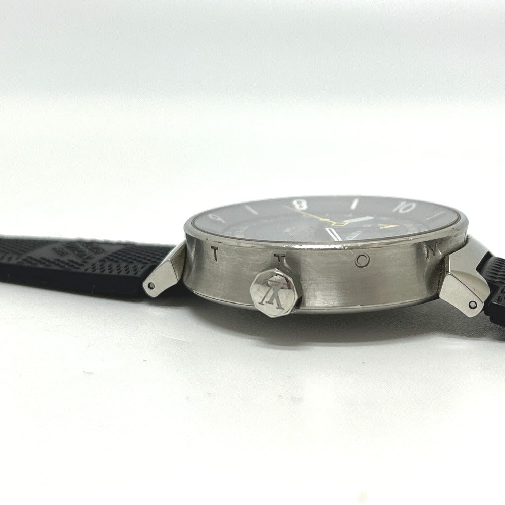 LOUIS VUITTON Q8D30 タンブール ムーン GMT 自動巻き 腕時計 SS メンズ シルバー