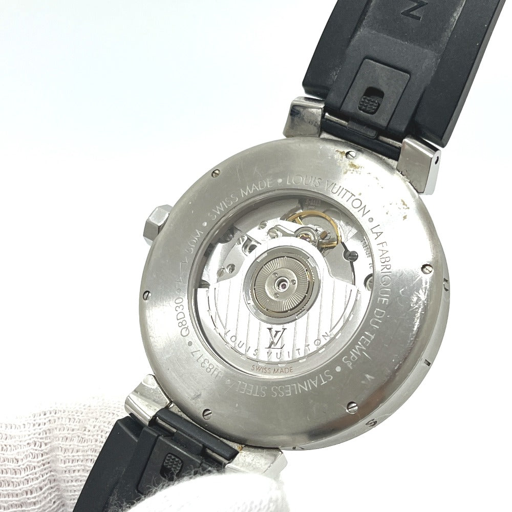 LOUIS VUITTON Q8D30 タンブール ムーン GMT 自動巻き 腕時計 SS メンズ シルバー