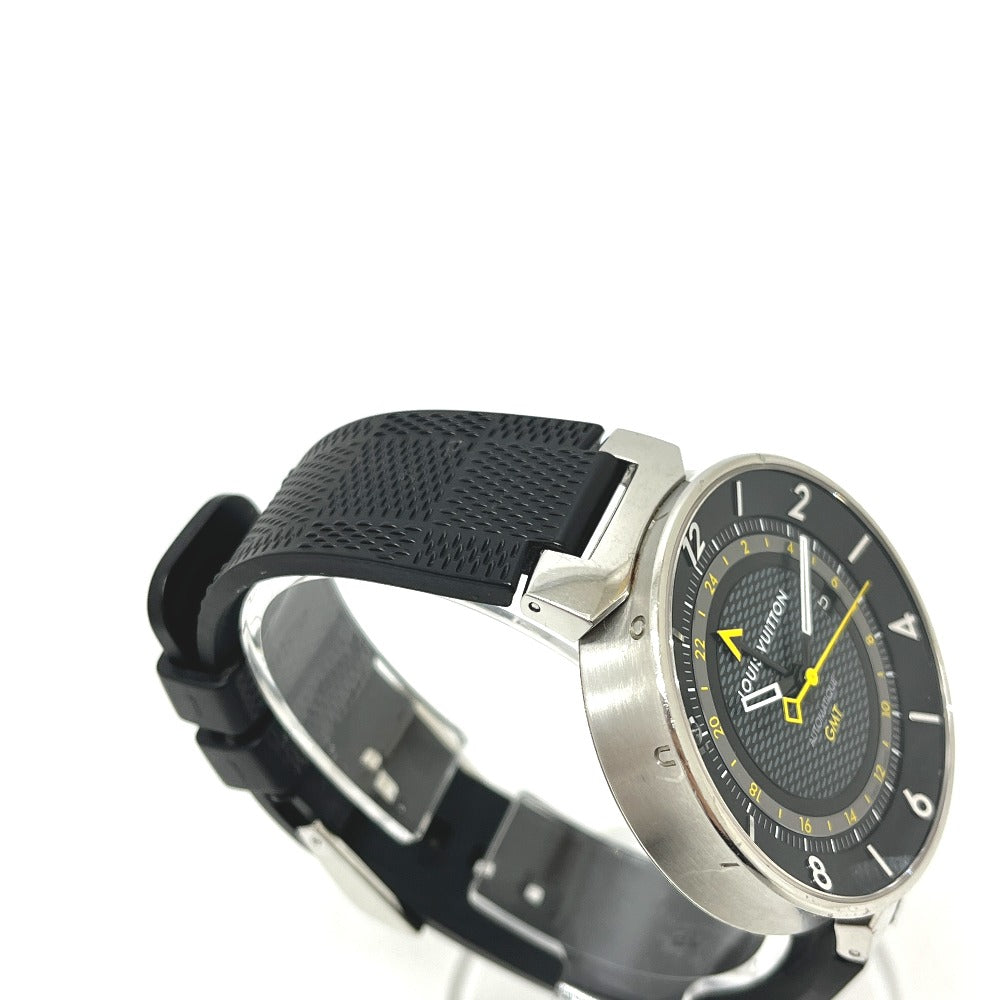 LOUIS VUITTON Q8D30 タンブール ムーン GMT 自動巻き 腕時計 SS メンズ シルバー