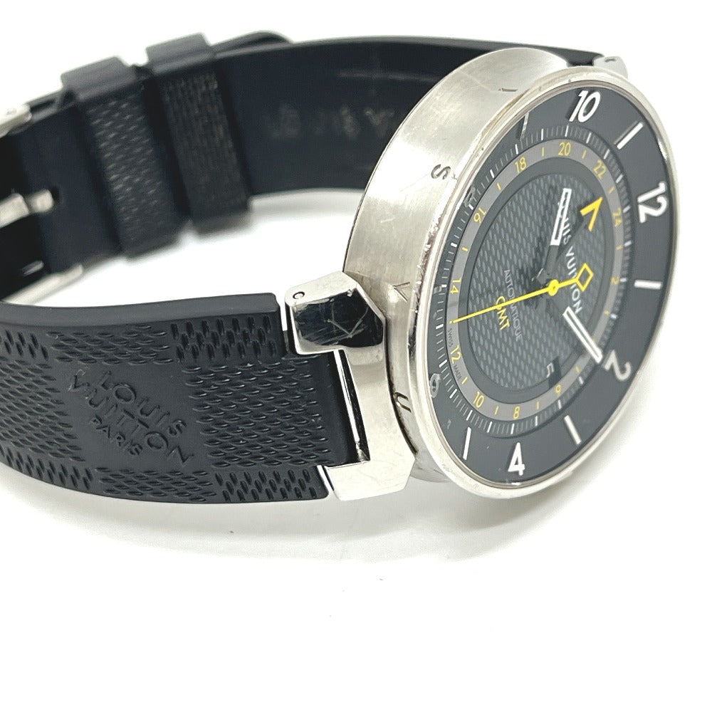 LOUIS VUITTON Q8D30 タンブール ムーン GMT 自動巻き 腕時計 SS メンズ シルバー
