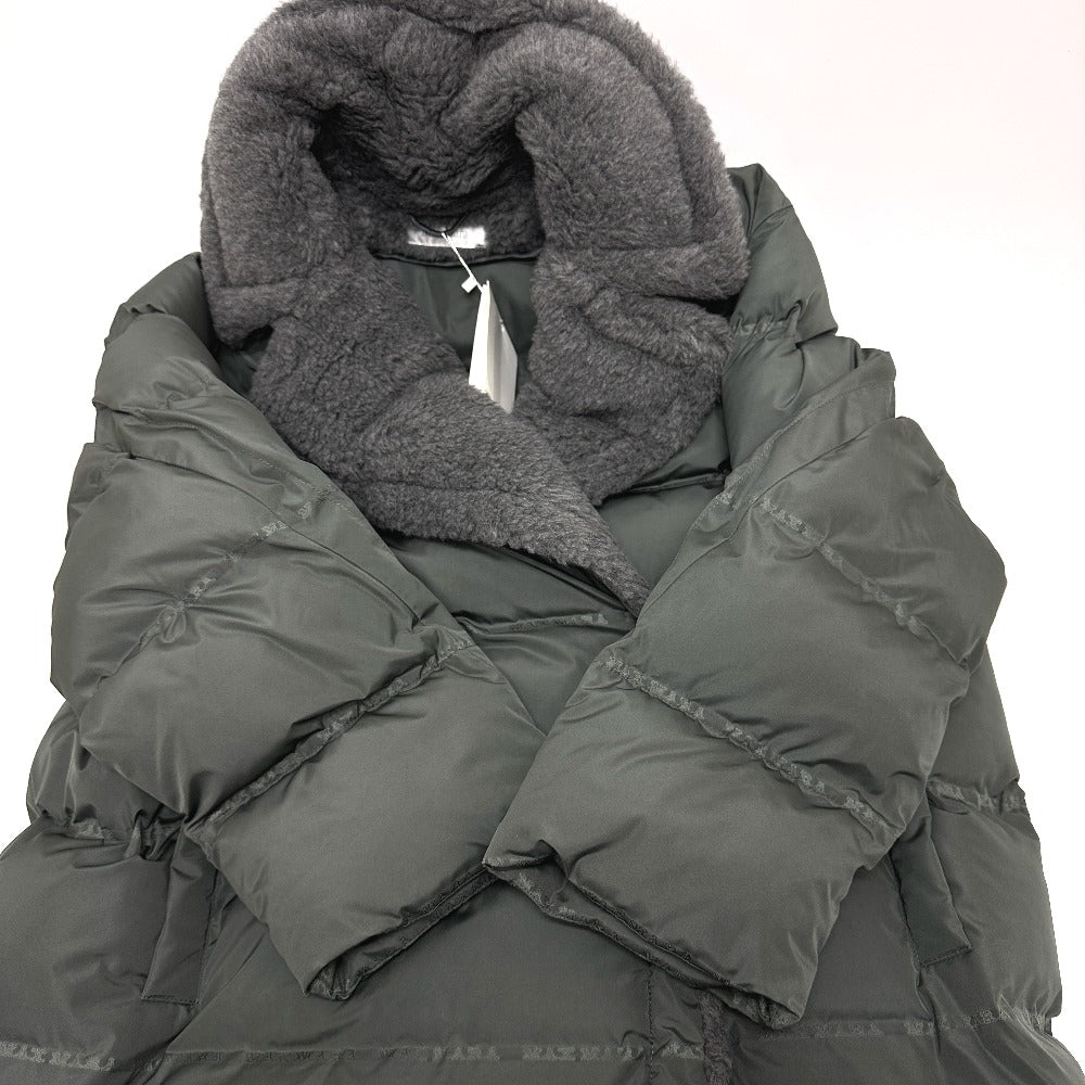 MAX MARA 149603266 Women's FRISIA Teddy Long Coat with QR Code, Fur and Down, Polyester, Dark Gray