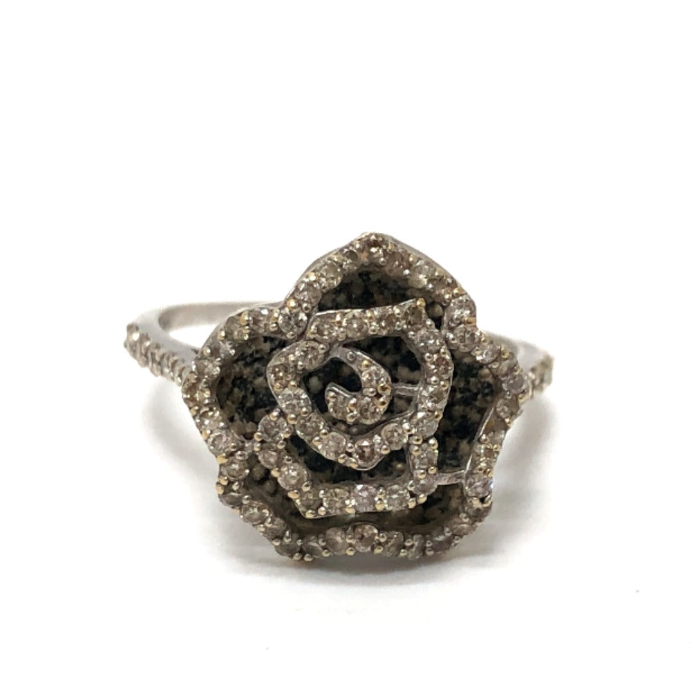 jewelry カメリアデザイン バラ Ｄ0.44ct D0.50ct リング・指輪 K18WG レディース シルバー