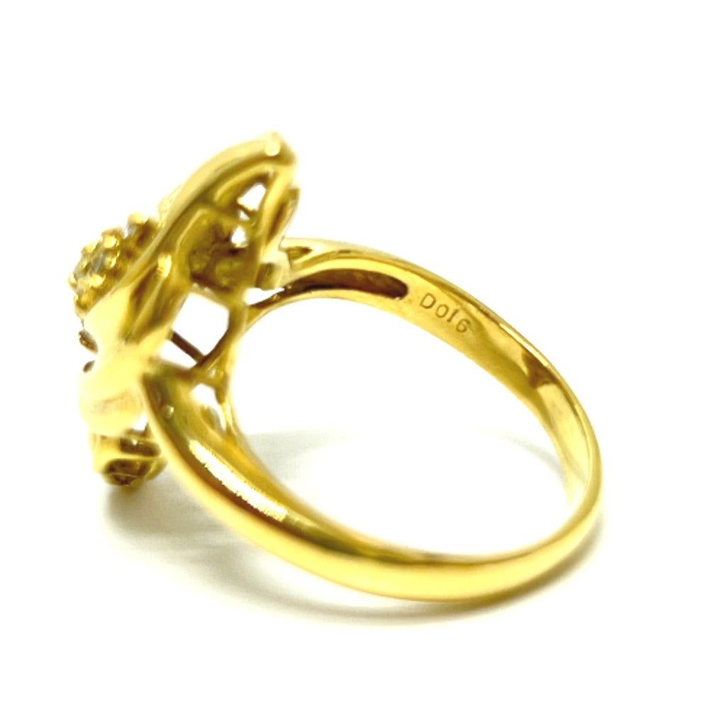 jewelry K18 D0.16ct フラワーモチーフ リング・指輪 K18YG レディース ゴールド