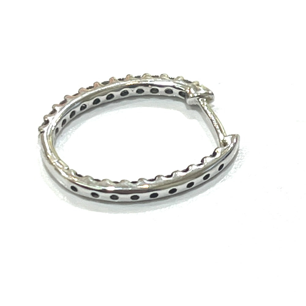 jewelry K18WG D0.20ct ダイヤ×ブラックダイヤ 片耳 ループ 宝石 ピアス K18WG レディース シルバー