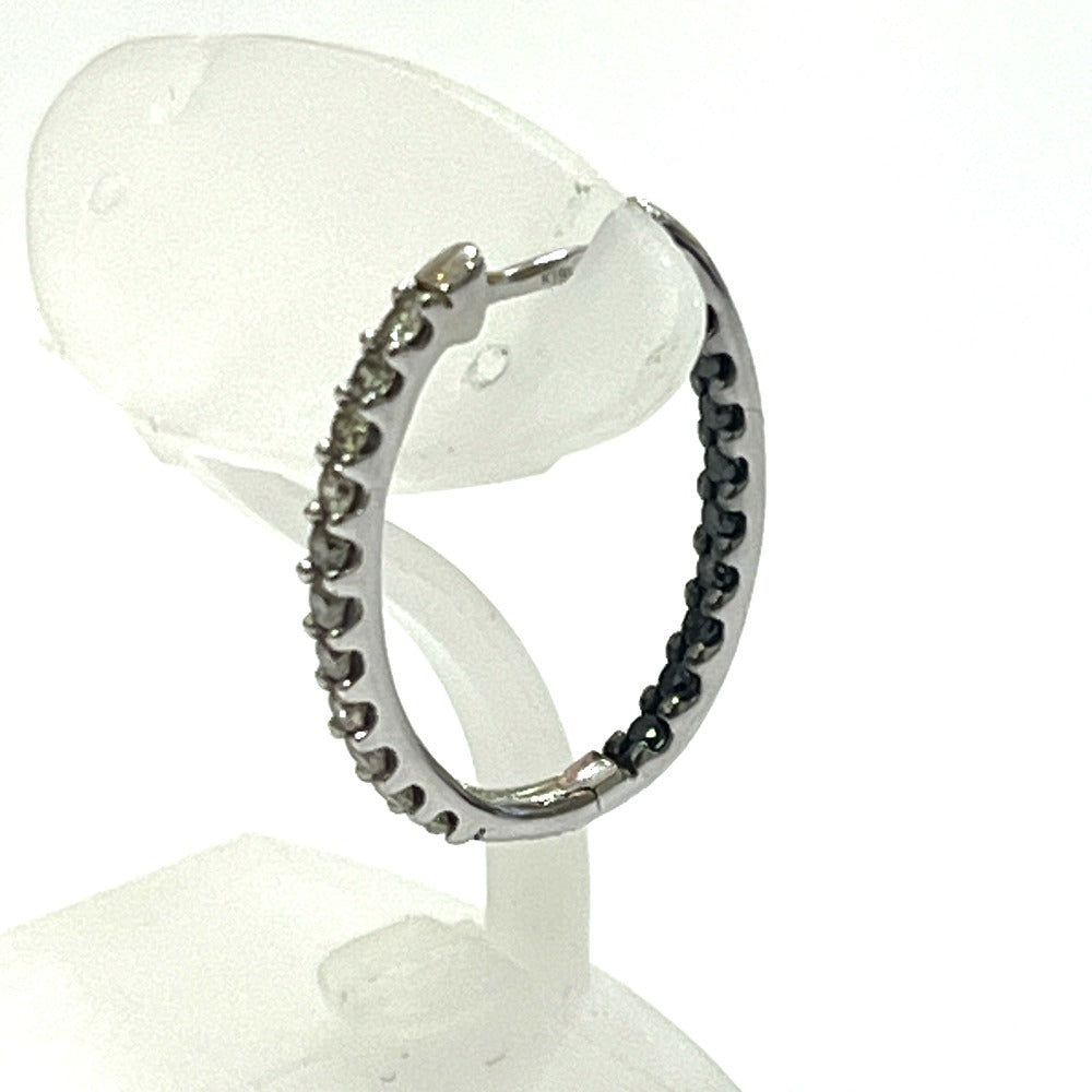 jewelry K18WG D0.20ct ダイヤ×ブラックダイヤ 片耳 ループ 宝石 ピアス K18WG レディース シルバー