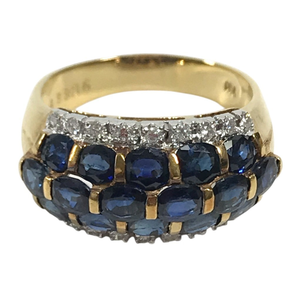 jewelry K18 Gold 18K S4.62ct D0.17% Diamond Sapphire Accessory Jewelry Ring K18 Yellow Gold Gold Used