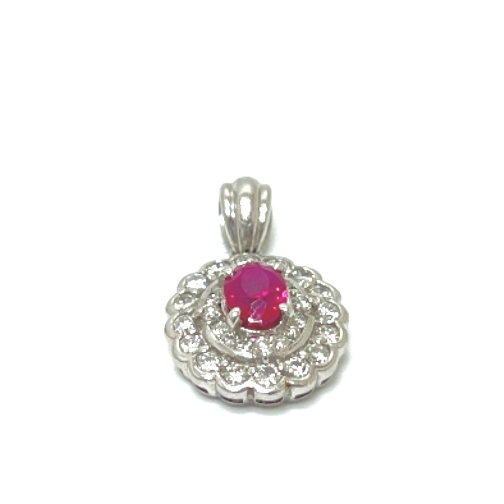 jewelry Pt900　D0.062ct R0.97ct ルビー ダイヤ ペンダントトップ Pt900 レディース シルバー