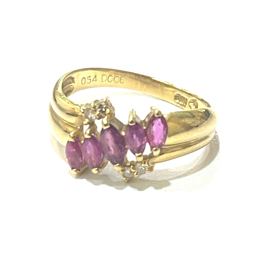 Jewelry K18 R0.54 D0.06ct Ruby Accessory Colored Stone Gemstone Ring K18 Women's Gold
