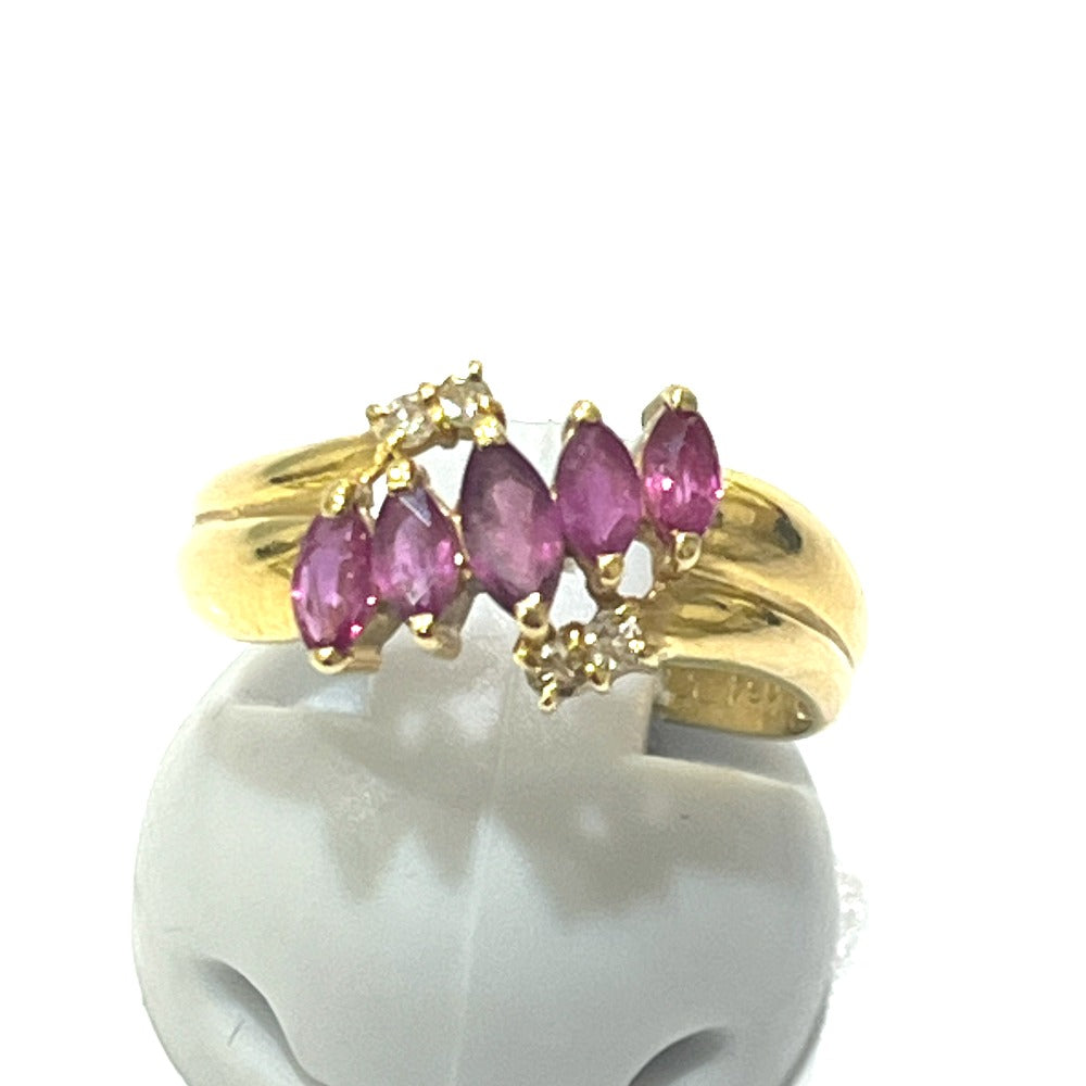 Jewelry K18 R0.54 D0.06ct Ruby Accessory Colored Stone Gemstone Ring K18 Women's Gold
