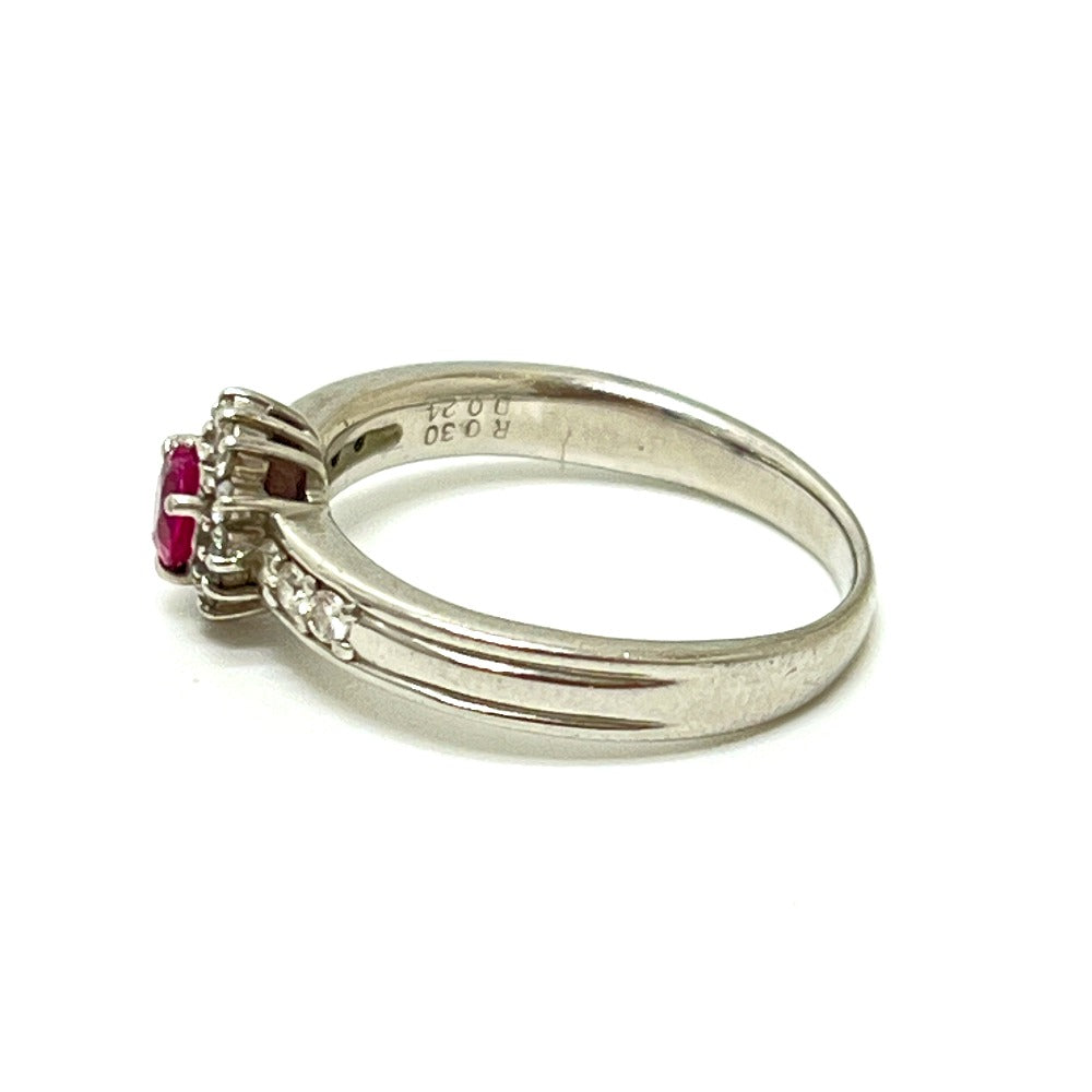 jewelry Pt900 R0.30ct D0.24ct ルビー ハート ダイヤ アクセサリー リング・指輪 Pt900 レディース シルバー