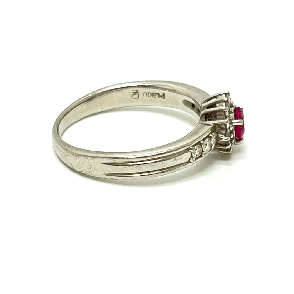 jewelry Pt900 R0.30ct D0.24ct ルビー ハート ダイヤ アクセサリー リング・指輪 Pt900 レディース シルバー