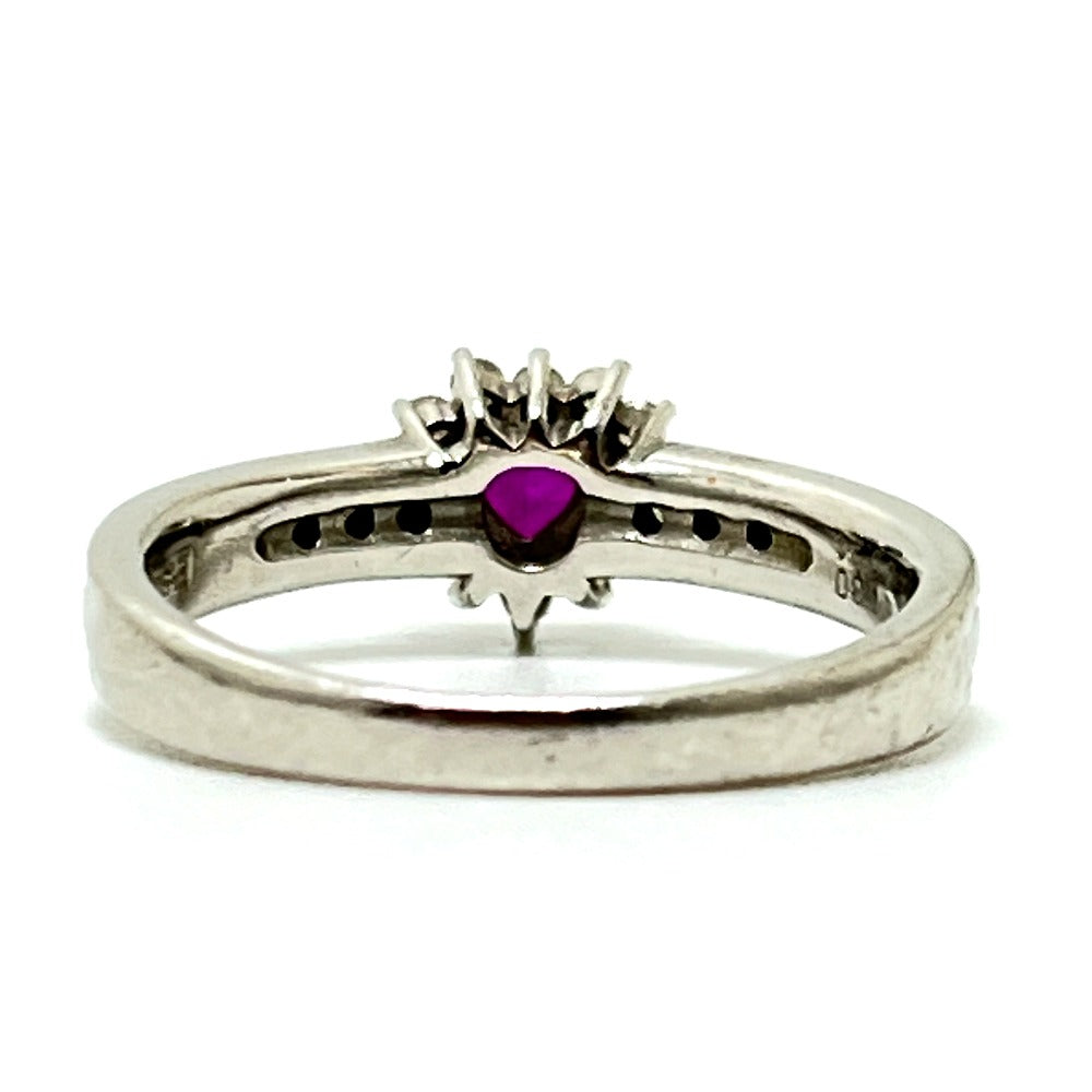 jewelry Pt900 R0.30ct D0.24ct ルビー ハート ダイヤ アクセサリー リング・指輪 Pt900 レディース シルバー