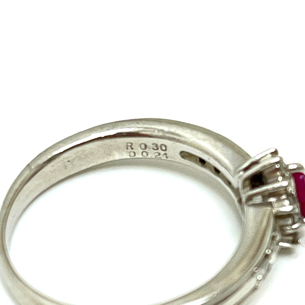 jewelry Pt900 R0.30ct D0.24ct ルビー ハート ダイヤ アクセサリー リング・指輪 Pt900 レディース シルバー