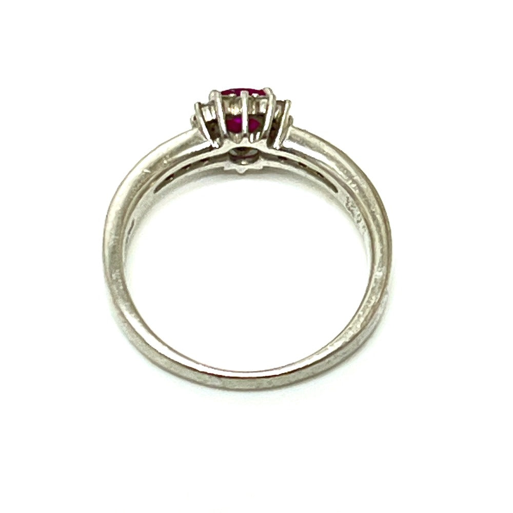 jewelry Pt900 R0.30ct D0.24ct ルビー ハート ダイヤ アクセサリー リング・指輪 Pt900 レディース シルバー