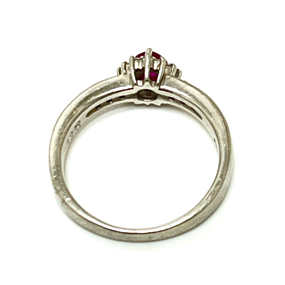 jewelry Pt900 R0.30ct D0.24ct ルビー ハート ダイヤ アクセサリー リング・指輪 Pt900 レディース シルバー