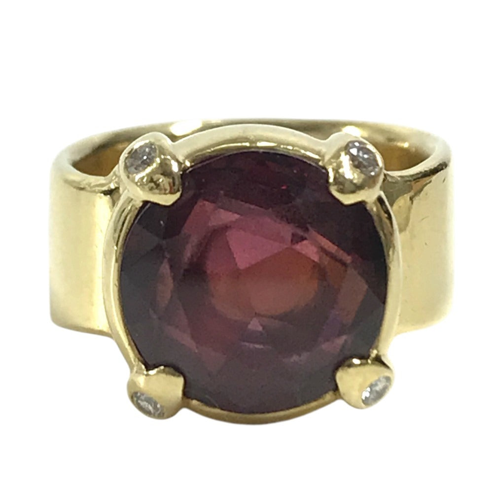 jewelry K18 Gold 18K K18 Garnet 7.99ct D0.07ct Diamond Accessory Jewelry Ring K18 Yellow Gold Gold Used