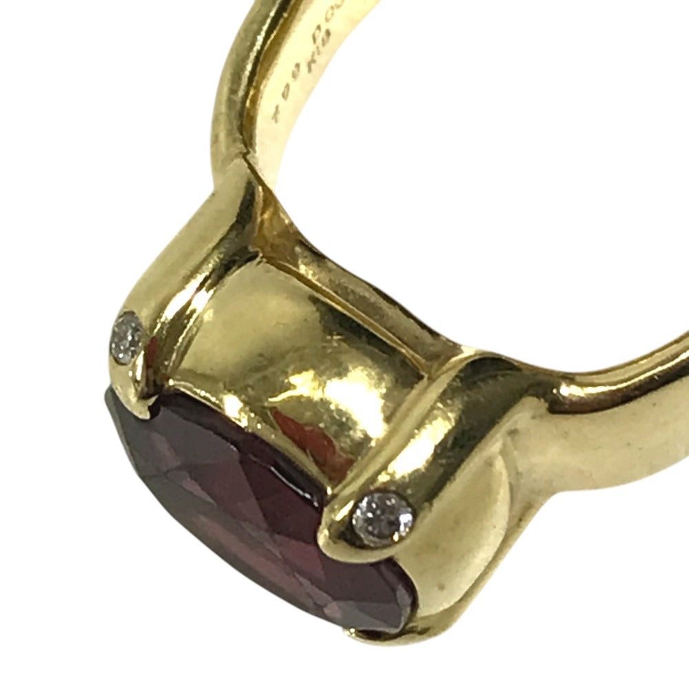 jewelry K18 Gold 18K K18 Garnet 7.99ct D0.07ct Diamond Accessory Jewelry Ring K18 Yellow Gold Gold Used