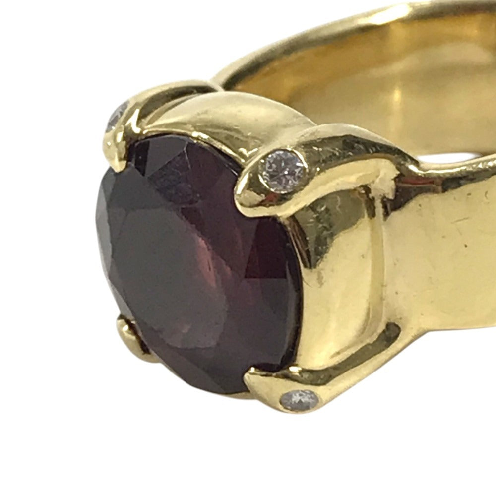 jewelry K18 Gold 18K K18 Garnet 7.99ct D0.07ct Diamond Accessory Jewelry Ring K18 Yellow Gold Gold Used