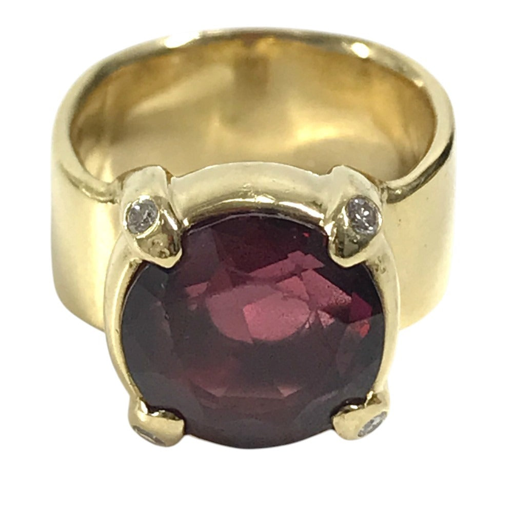 jewelry K18 Gold 18K K18 Garnet 7.99ct D0.07ct Diamond Accessory Jewelry Ring K18 Yellow Gold Gold Used