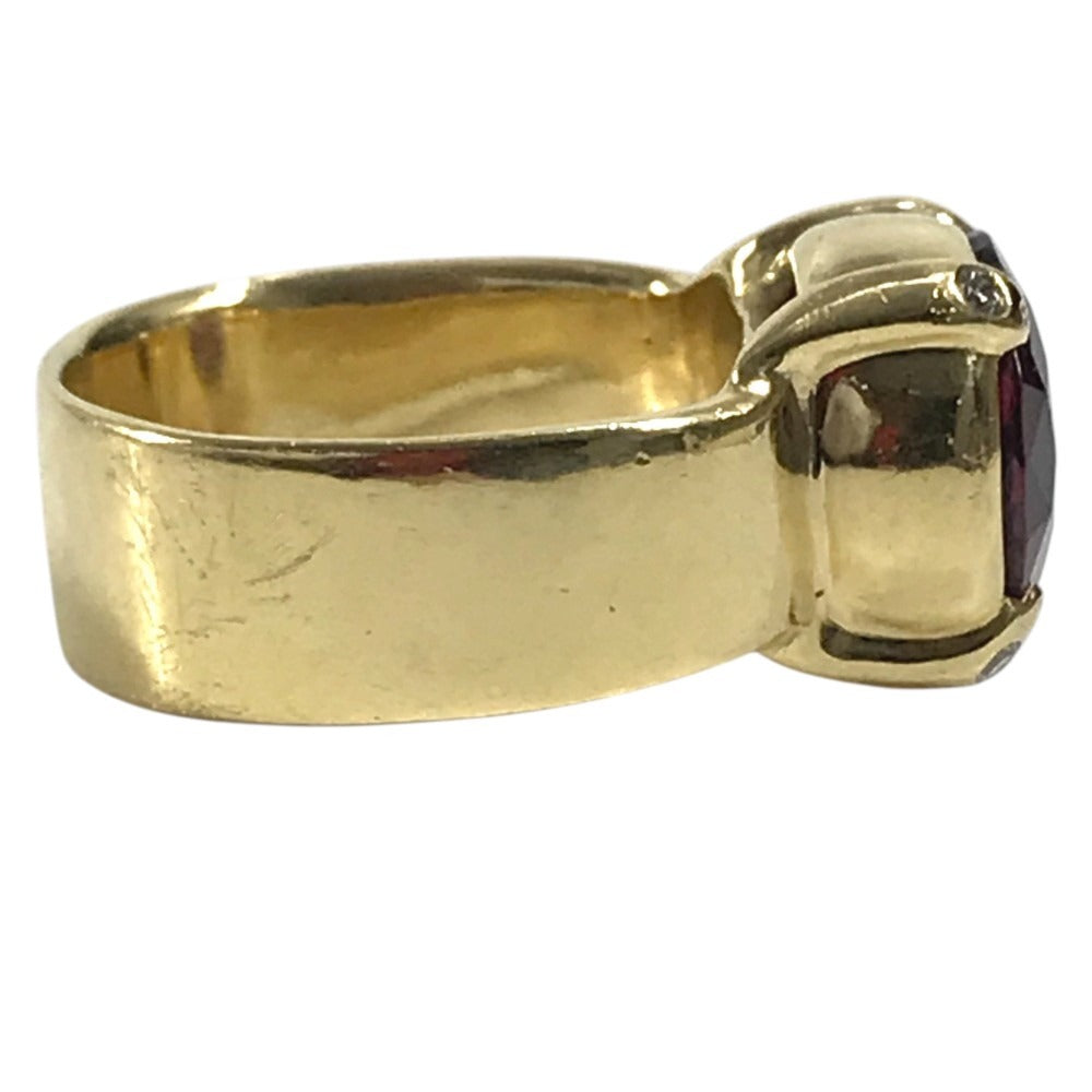 jewelry K18 Gold 18K K18 Garnet 7.99ct D0.07ct Diamond Accessory Jewelry Ring K18 Yellow Gold Gold Used