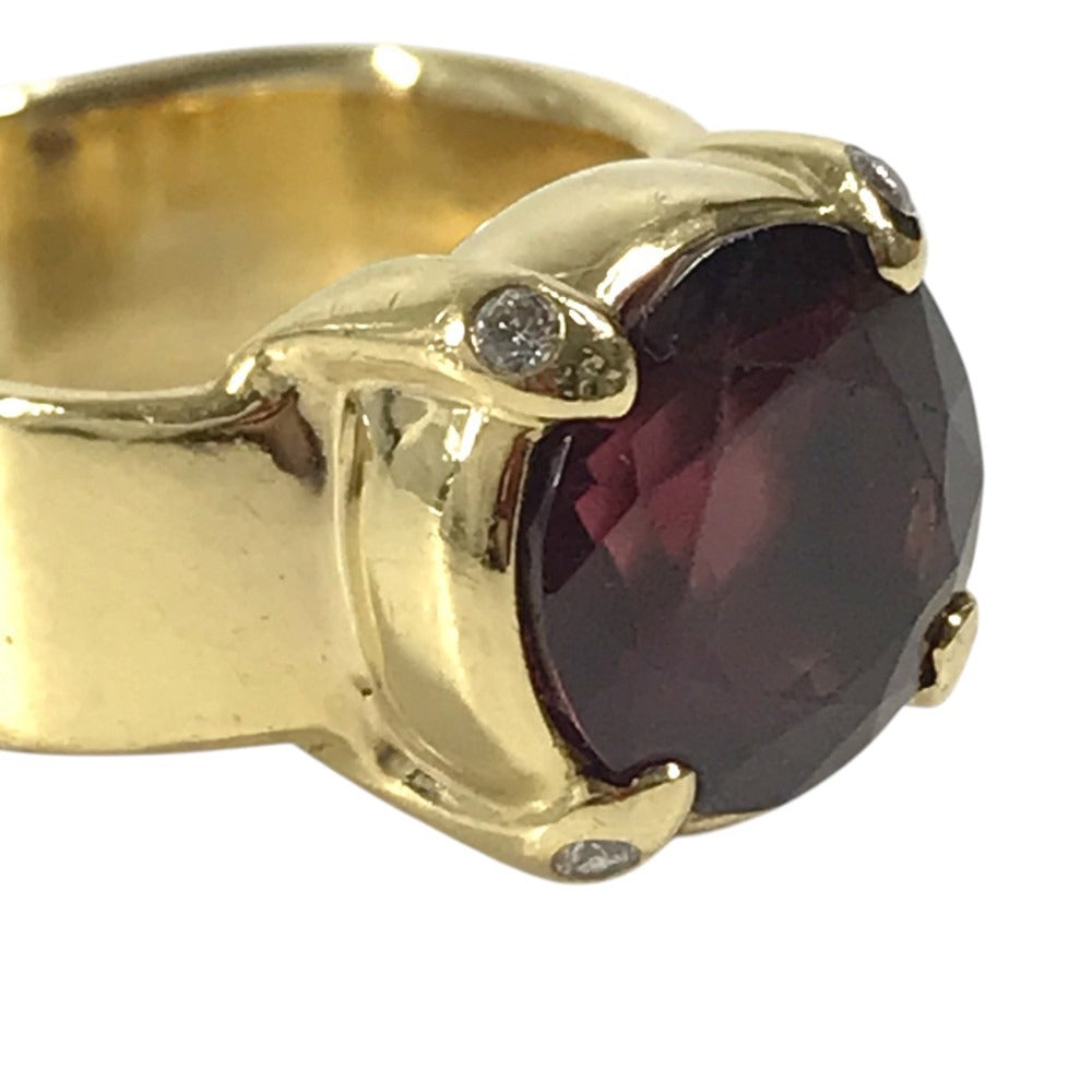 jewelry K18 Gold 18K K18 Garnet 7.99ct D0.07ct Diamond Accessory Jewelry Ring K18 Yellow Gold Gold Used