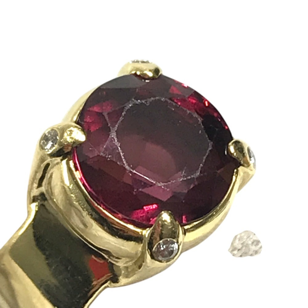 jewelry K18 Gold 18K K18 Garnet 7.99ct D0.07ct Diamond Accessory Jewelry Ring K18 Yellow Gold Gold Used
