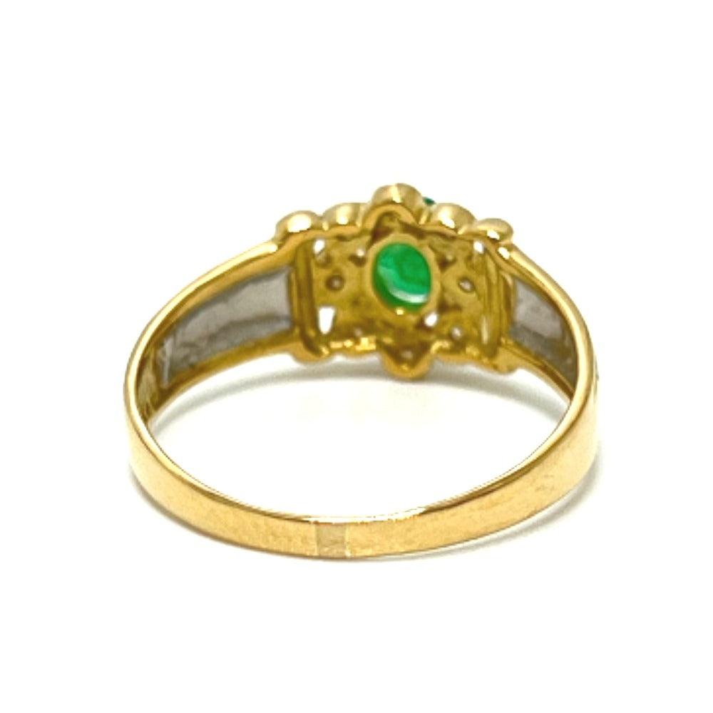 Jewelry K18 x Pt900 Emerald and Diamond Ring, Unmarked, Women's, K18 Gold