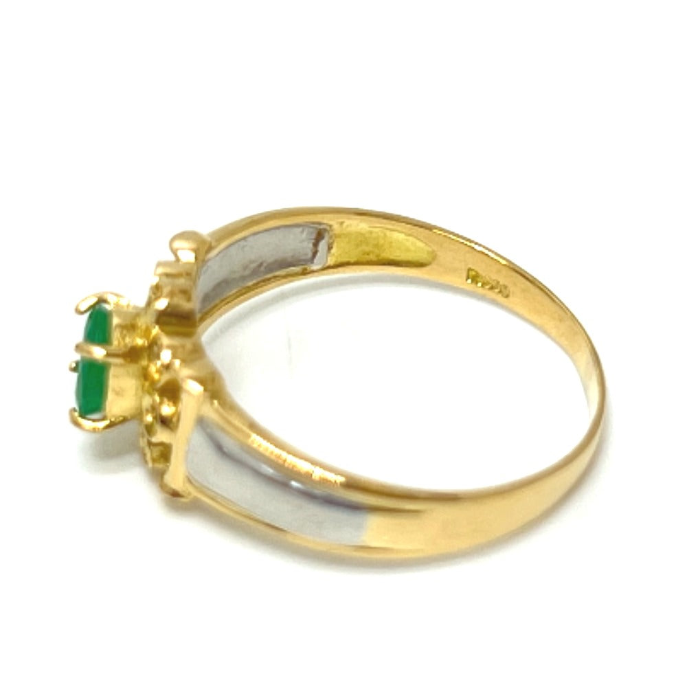 Jewelry K18 x Pt900 Emerald and Diamond Ring, Unmarked, Women's, K18 Gold