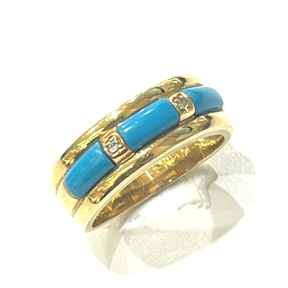 Jewelry K18 Turquoise D0.02ct Accessories Colored Stone Jewelry Ring K18 Women's Gold