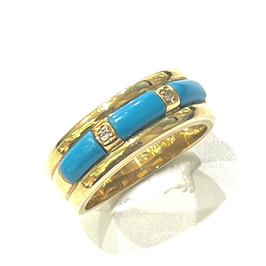 jewelry K18 トルコ石 D0.02ct アクセサリー 色石 宝石 リング・指輪 K18 レディース ゴールド