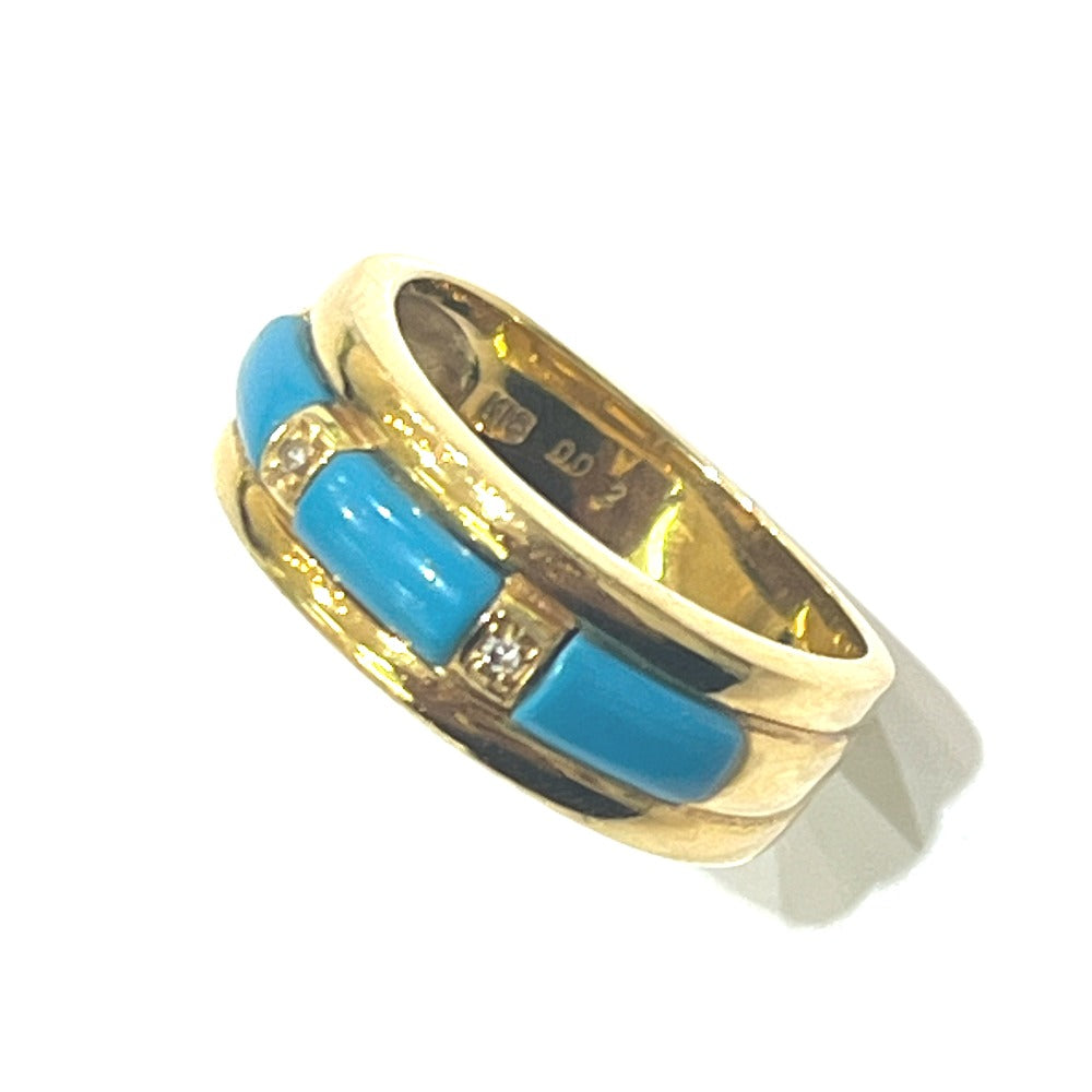 Jewelry K18 Turquoise D0.02ct Accessories Colored Stone Jewelry Ring K18 Women's Gold