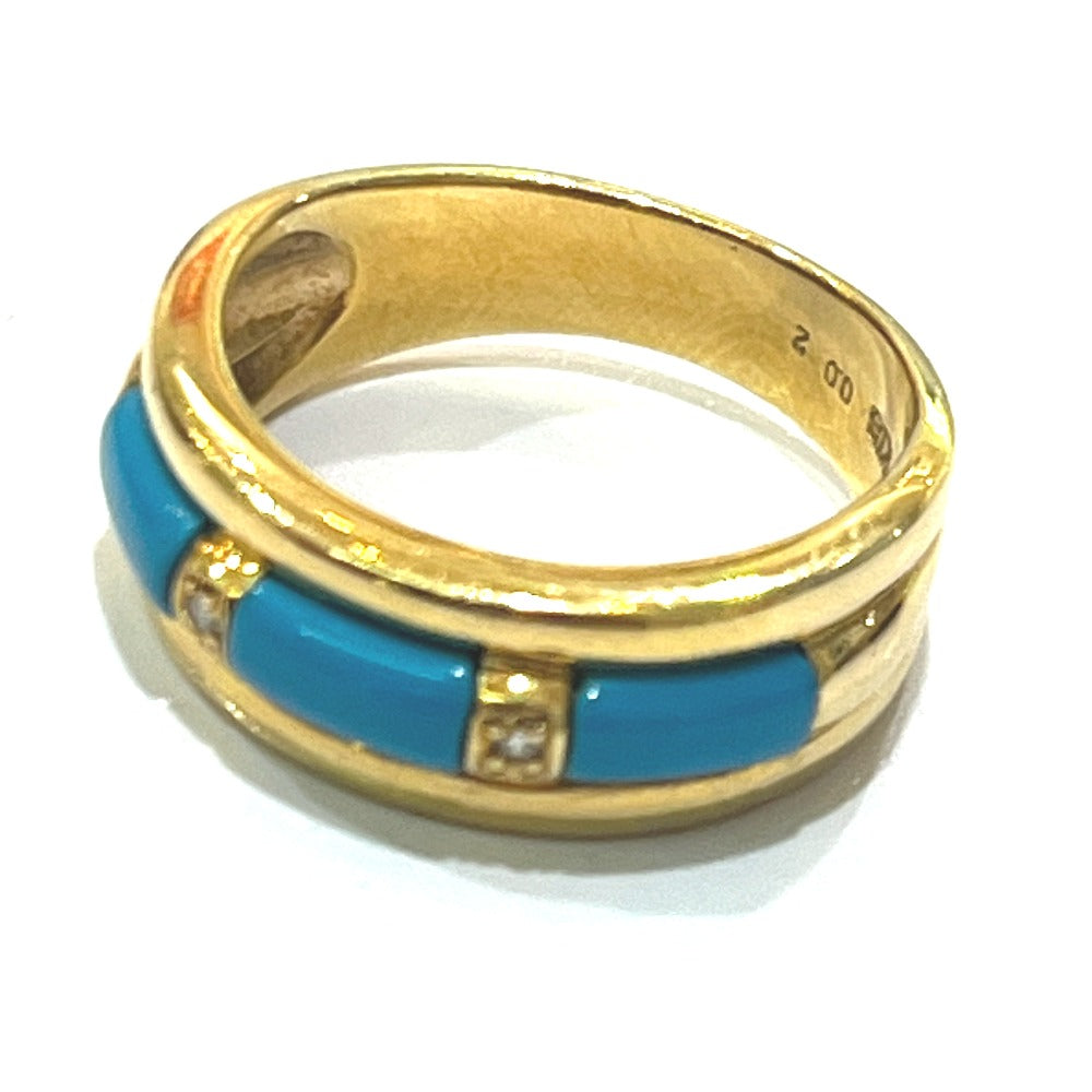 Jewelry K18 Turquoise D0.02ct Accessories Colored Stone Jewelry Ring K18 Women's Gold