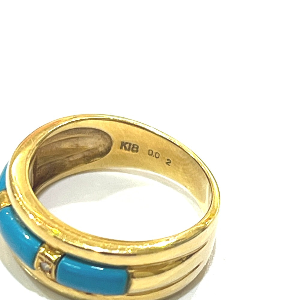 Jewelry K18 Turquoise D0.02ct Accessories Colored Stone Jewelry Ring K18 Women's Gold