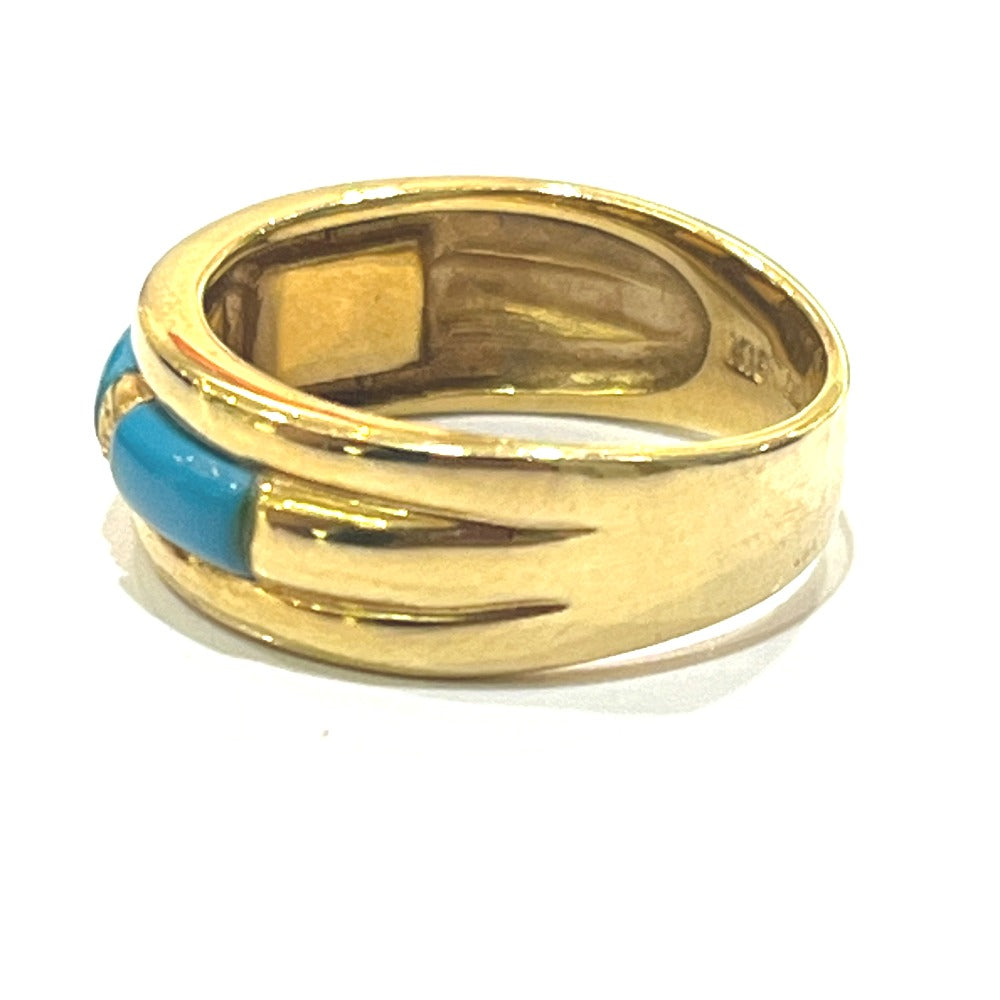 Jewelry K18 Turquoise D0.02ct Accessories Colored Stone Jewelry Ring K18 Women's Gold