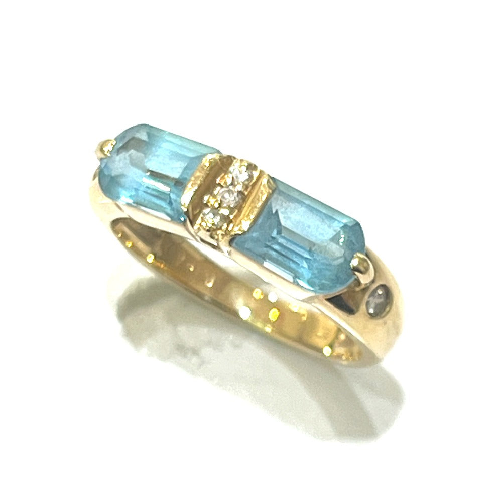 Jewelry K18 Aquamarine D0.07ct Accessories Colored Stone Gemstone Ring K18 Women's Gold