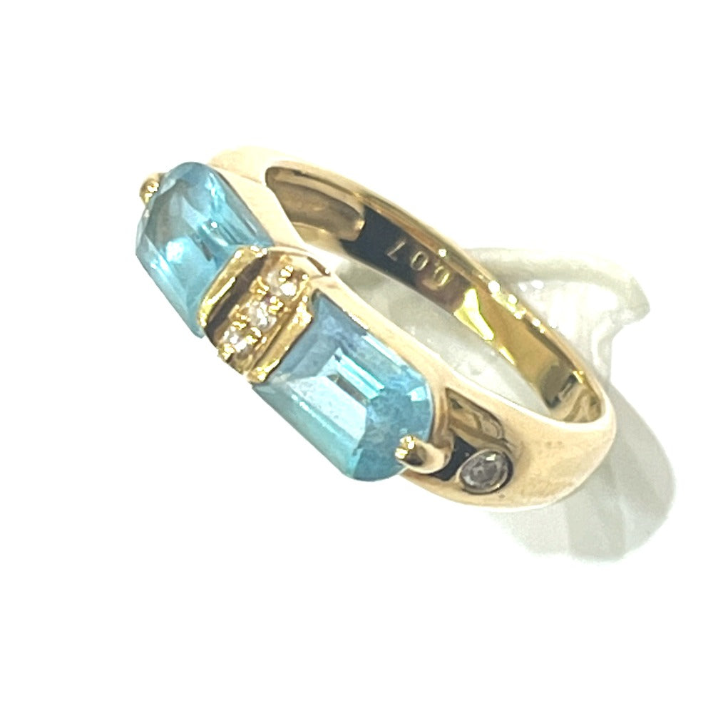Jewelry K18 Aquamarine D0.07ct Accessories Colored Stone Gemstone Ring K18 Women's Gold