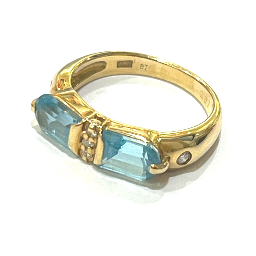 Jewelry K18 Aquamarine D0.07ct Accessories Colored Stone Gemstone Ring K18 Women's Gold