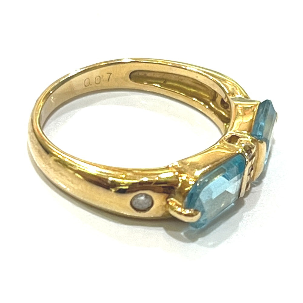 Jewelry K18 Aquamarine D0.07ct Accessories Colored Stone Gemstone Ring K18 Women's Gold