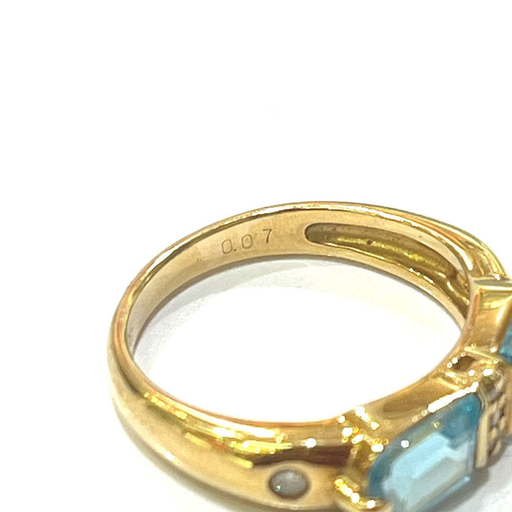 Jewelry K18 Aquamarine D0.07ct Accessories Colored Stone Gemstone Ring K18 Women's Gold