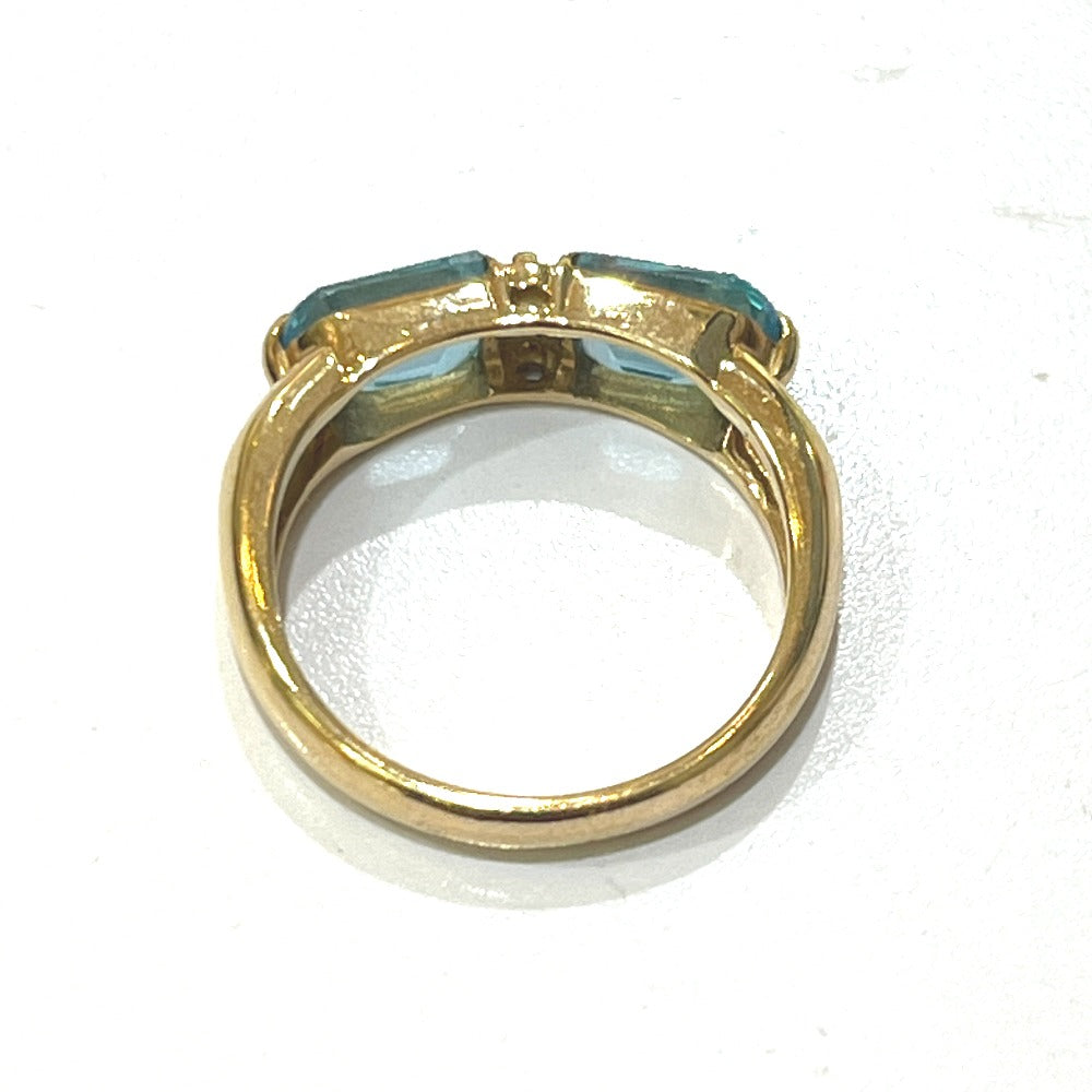 Jewelry K18 Aquamarine D0.07ct Accessories Colored Stone Gemstone Ring K18 Women's Gold