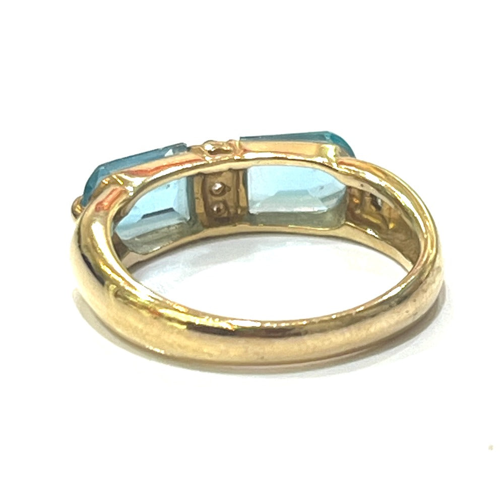 Jewelry K18 Aquamarine D0.07ct Accessories Colored Stone Gemstone Ring K18 Women's Gold