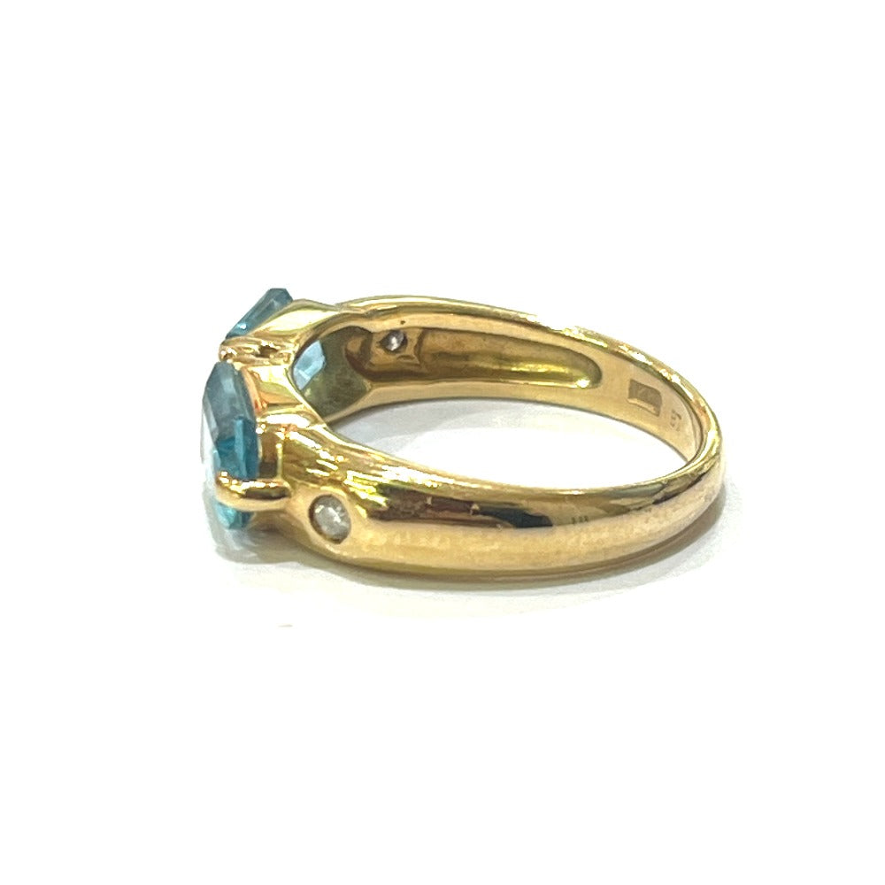 Jewelry K18 Aquamarine D0.07ct Accessories Colored Stone Gemstone Ring K18 Women's Gold