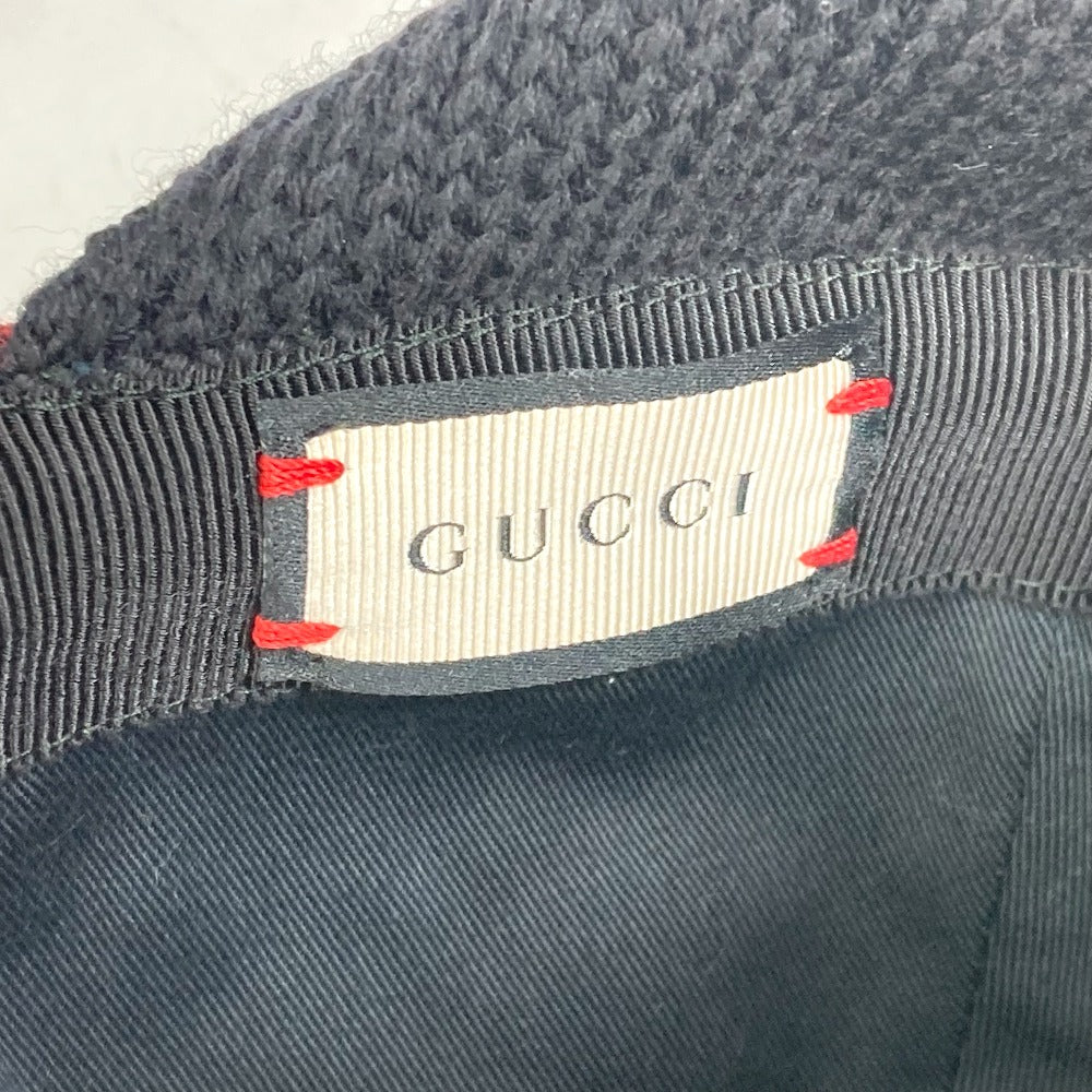 GUCCI 439029 Check Knit Cap with Pompoms, Cotton, Women's, Red