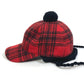 GUCCI 439029 Check Knit Cap with Pompoms, Cotton, Women's, Red