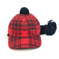 GUCCI 439029 Check Knit Cap with Pompoms, Cotton, Women's, Red