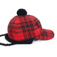 GUCCI 439029 Check Knit Cap with Pompoms, Cotton, Women's, Red